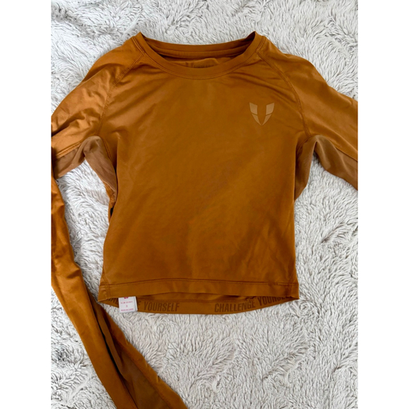 FIRM ABS Size Small Terracotta Deep Mustard Colored Athletic Long Sleeve Wore 1 - Picture 4 of 6